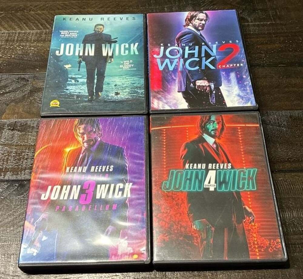 John Wick 1-4 Movie Collection DVD Lot Keanu Reeves Action Films